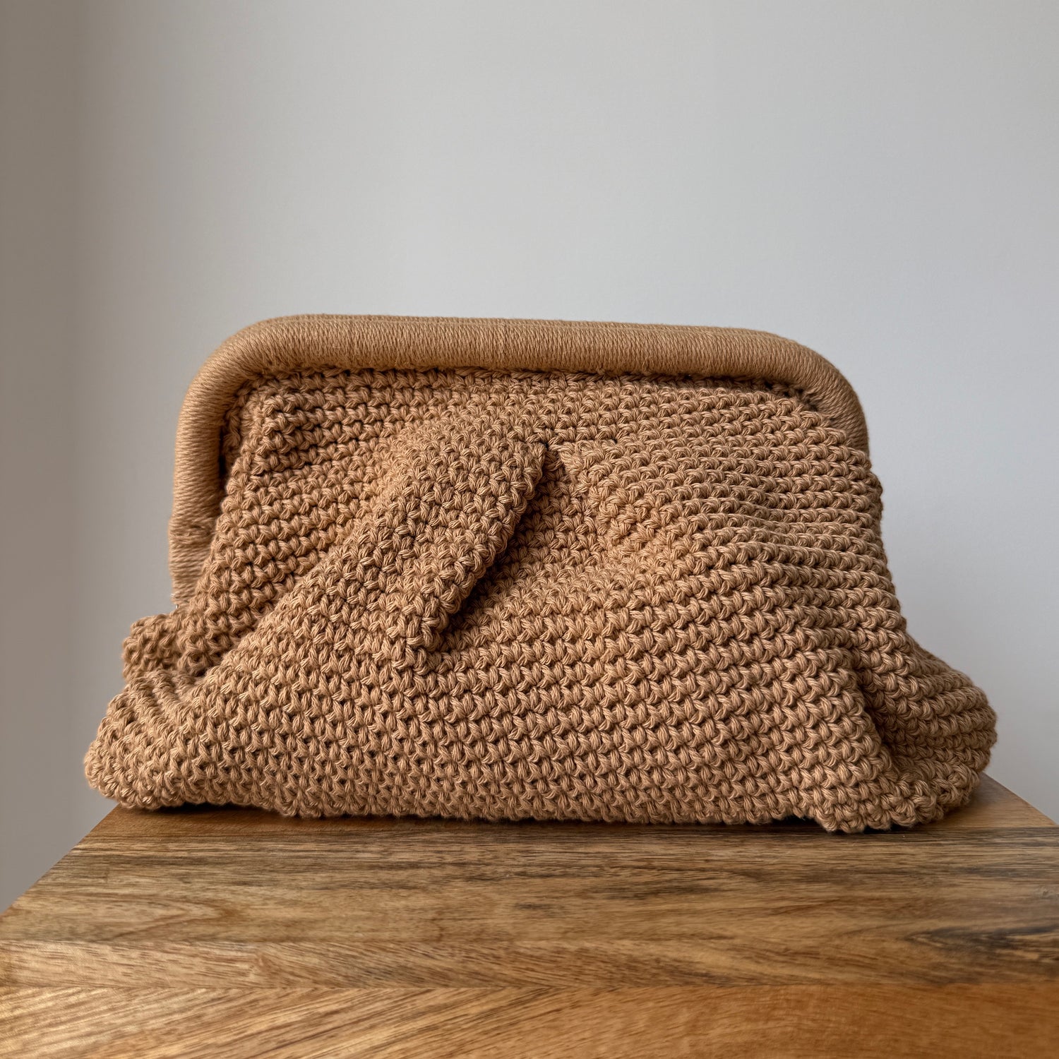 Knitted Tan SS Clutch Bag