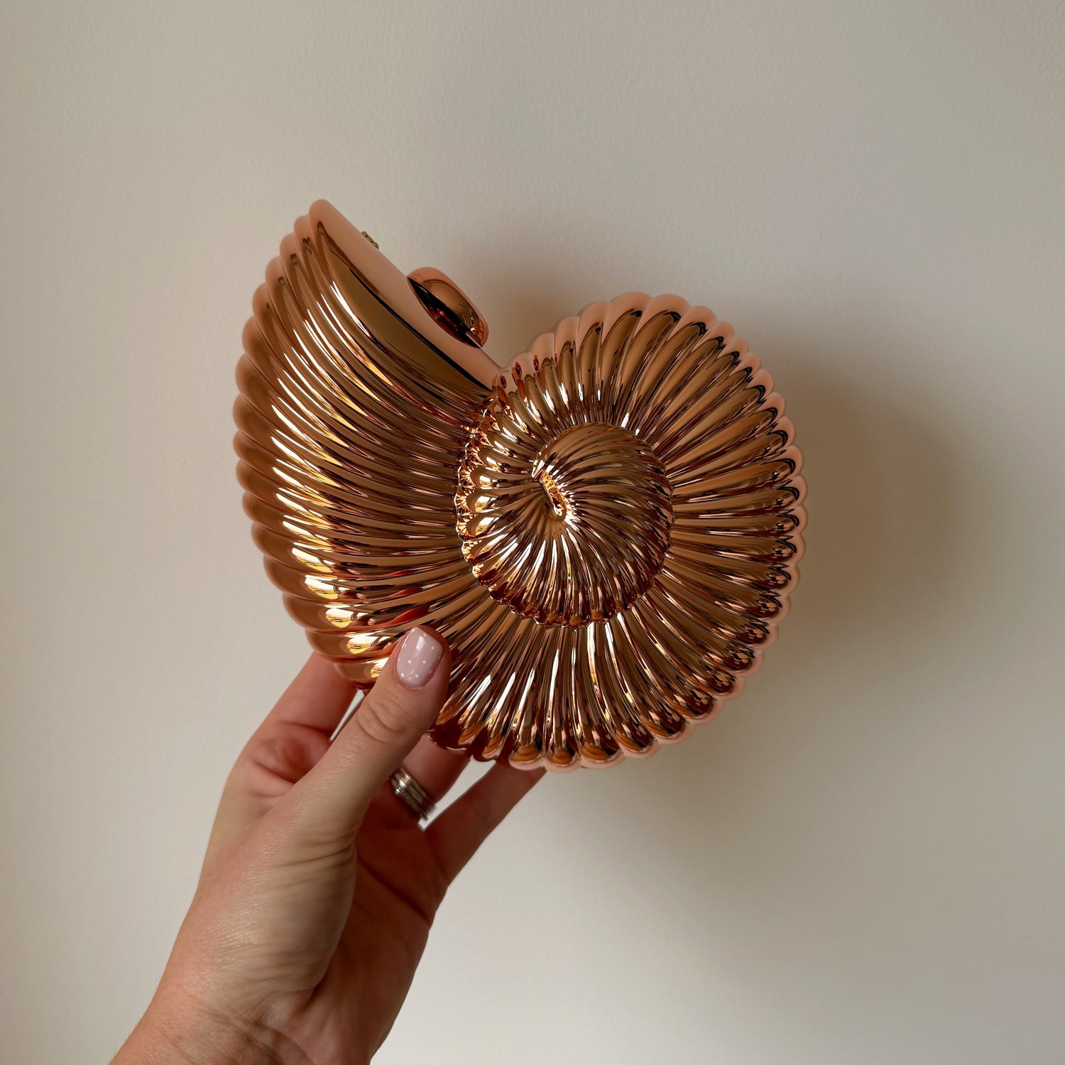 Rose Gold Shell Clutch Bag