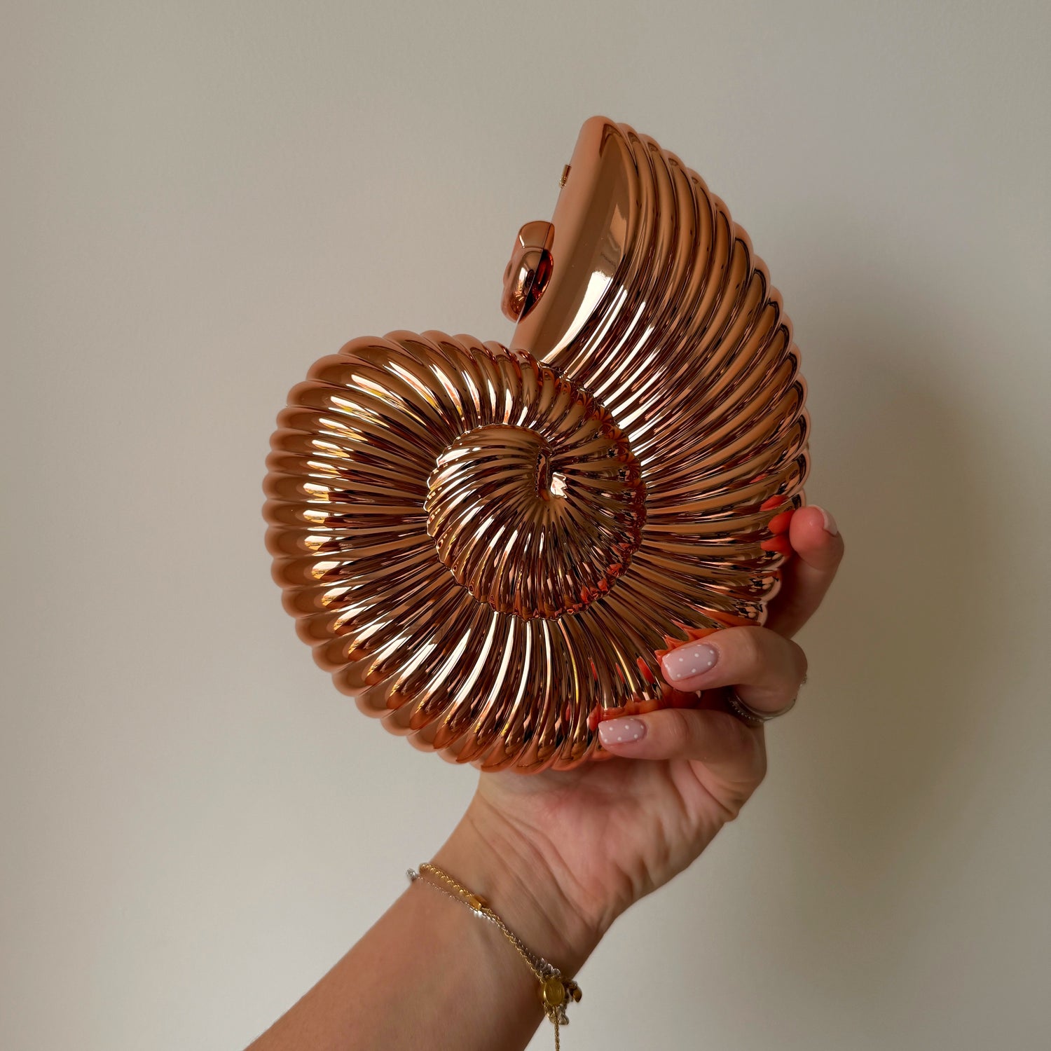 Rose Gold Shell Clutch Bag