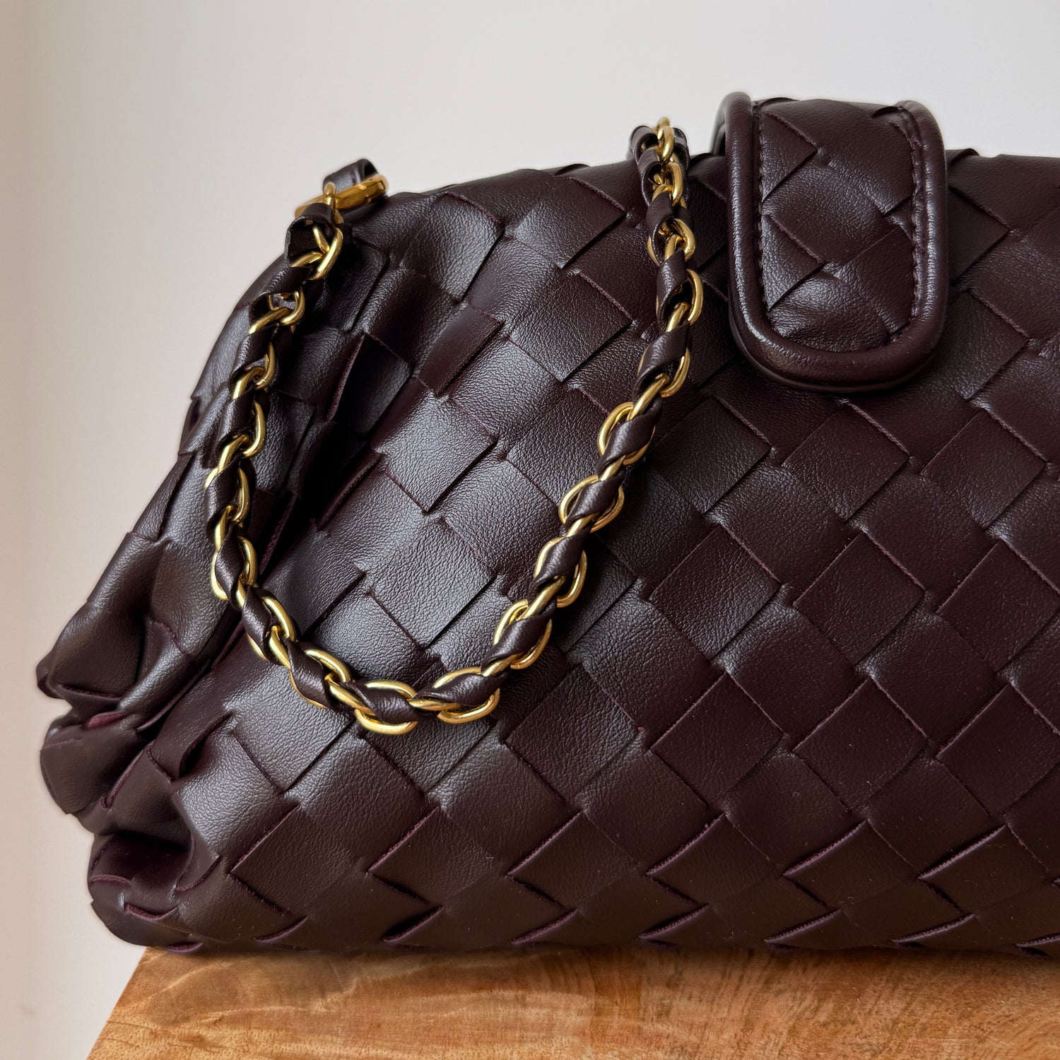 Dark Chocolate Brown Sarah Woven Clutch Bag