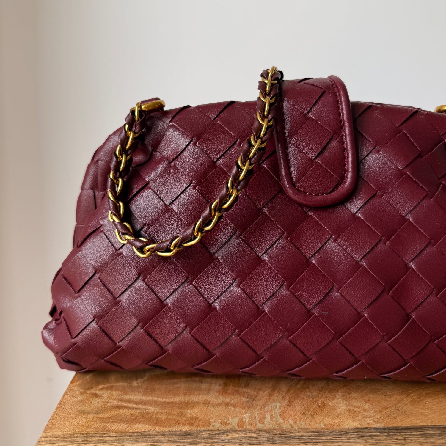 Burgundy Sarah Woven Clutch Bag