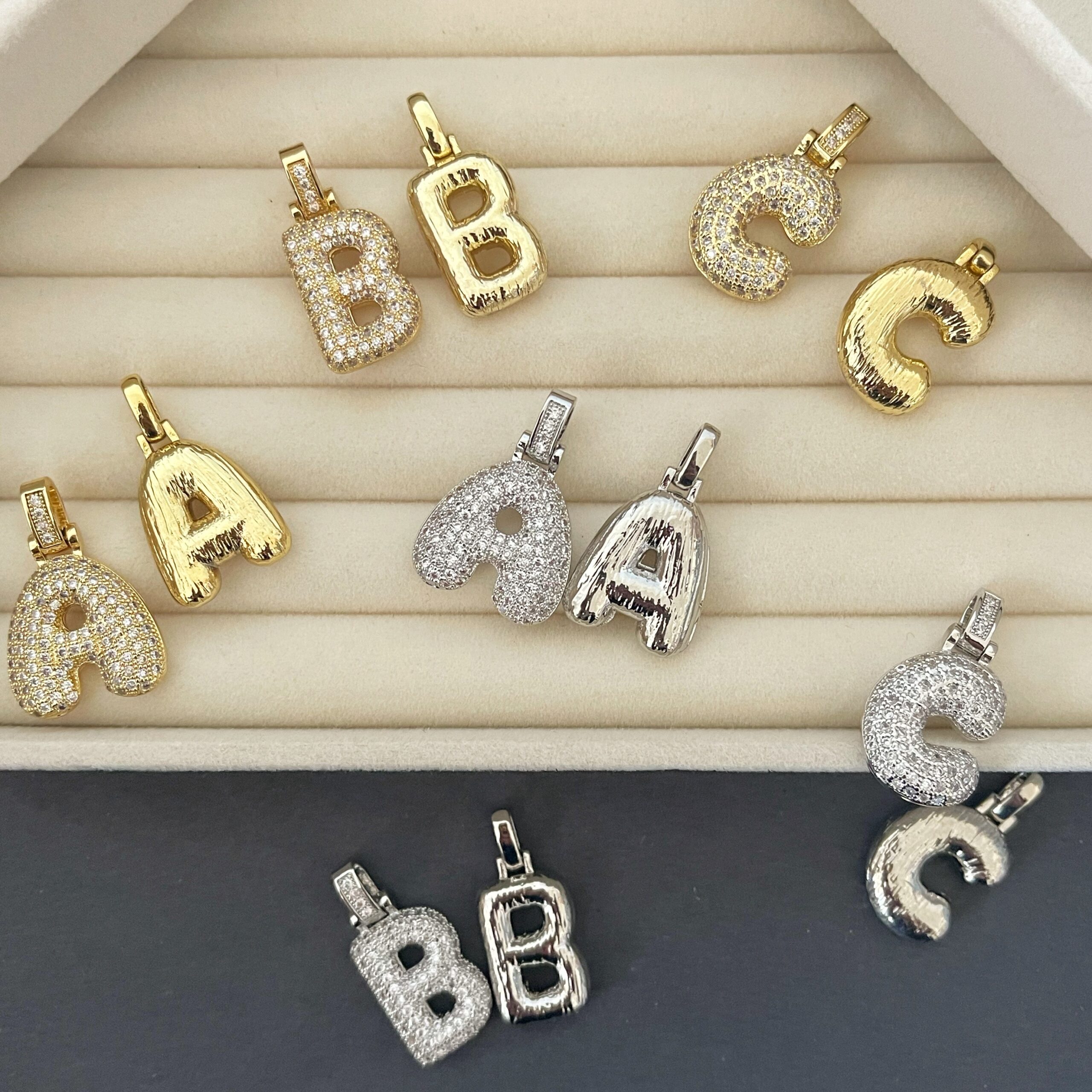 BALLOON LETTER INITIAL PENDANT- Alix Earle Necklace Gold Plated Cubic  Zirconia Bubble Letter Necklace Bridesmaid Gifts Initial - AliExpress